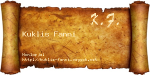 Kuklis Fanni névjegykártya